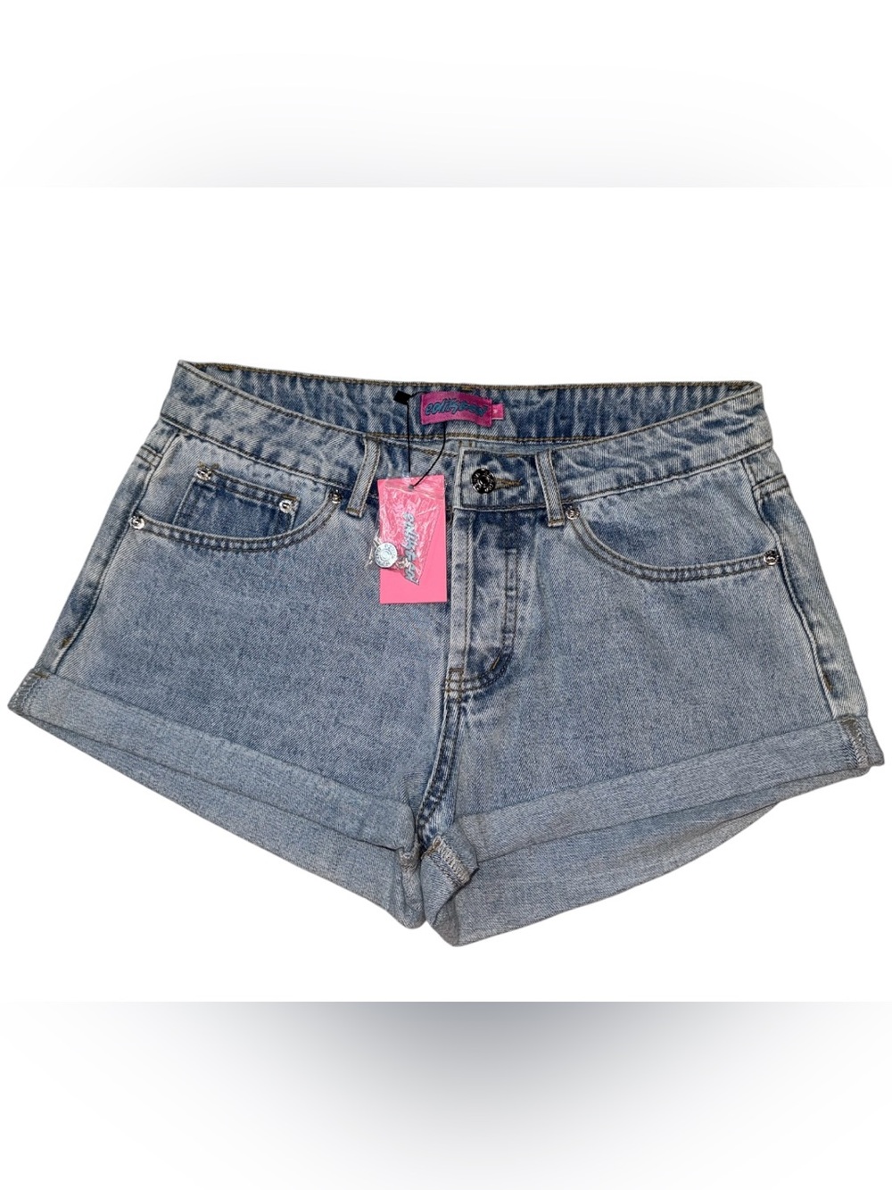 Edikted Rylin Low-Rise Denim Shorts Size Medium